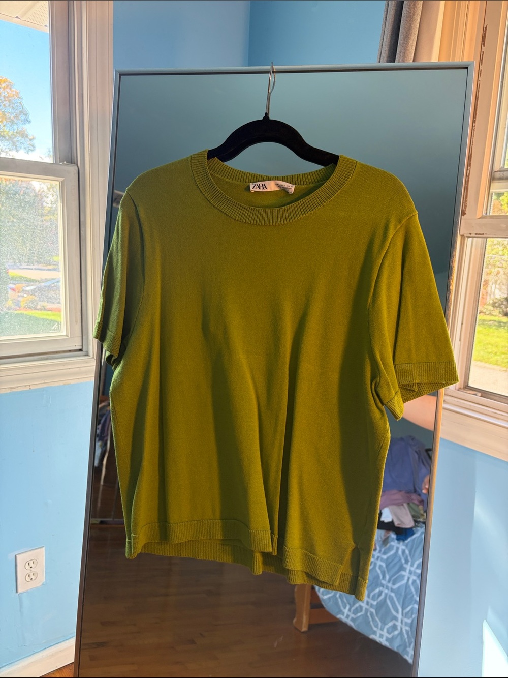 Zara Pistachio Green Short Sleeve Crewneck Top
